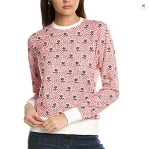 Brooks Brothers Floral Print Sweatshirt Womens M Ribbed Trim Cottagecore Casual